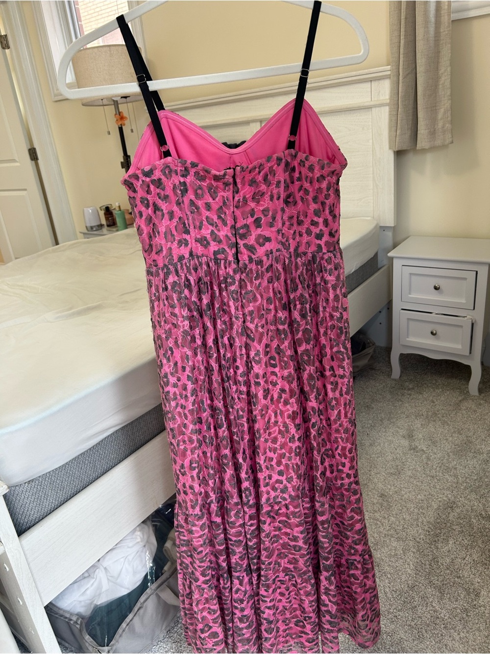 Betsey Johnson pink gray lace corset Wild N Out leopard midi dress size 4 - Picture 7 of 10
